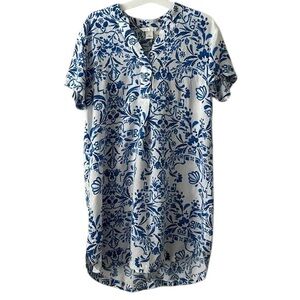 H&M Blue and White Floral Dress Small